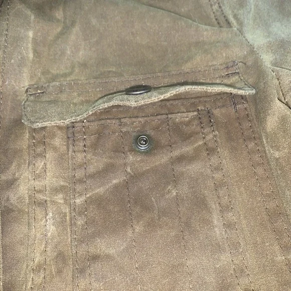 vtg Filson Tin Cloth Upland Game Field Jacket USA Made Size Medium Rear Pocket - Picture 6 of 13